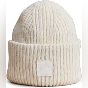 Varley cream ribbed knit beanie